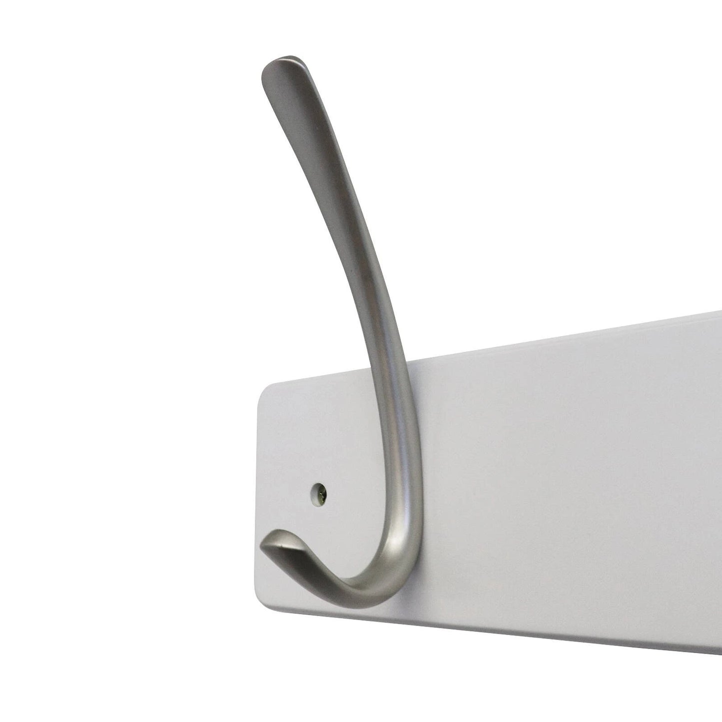 Adoored White MDF Hook Board with 6 Satin Chrome J Hooks
