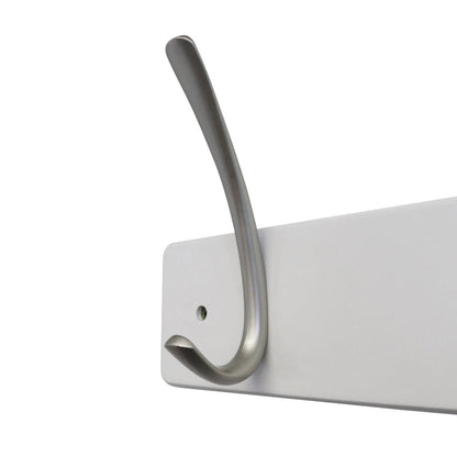Adoored White MDF Hook Board with 6 Satin Chrome J Hooks