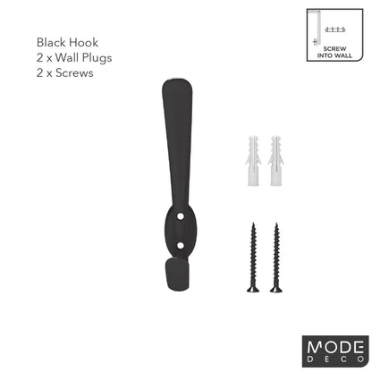 MODE Single Black Hat and Coat Hook - Durable, Easy Install, Decorative Storage