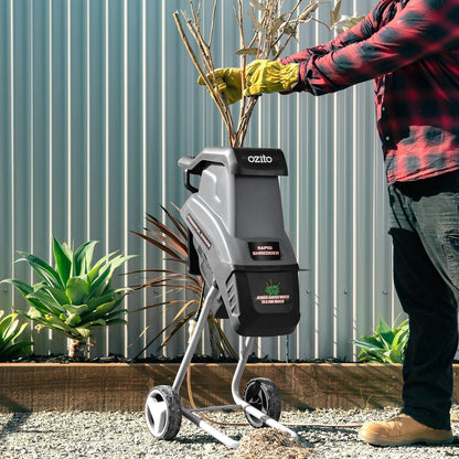 Ozito 2400W Garden Shredder, 35mm Capacity, Dual Steel Blades, 10:1 Mulching Ratio