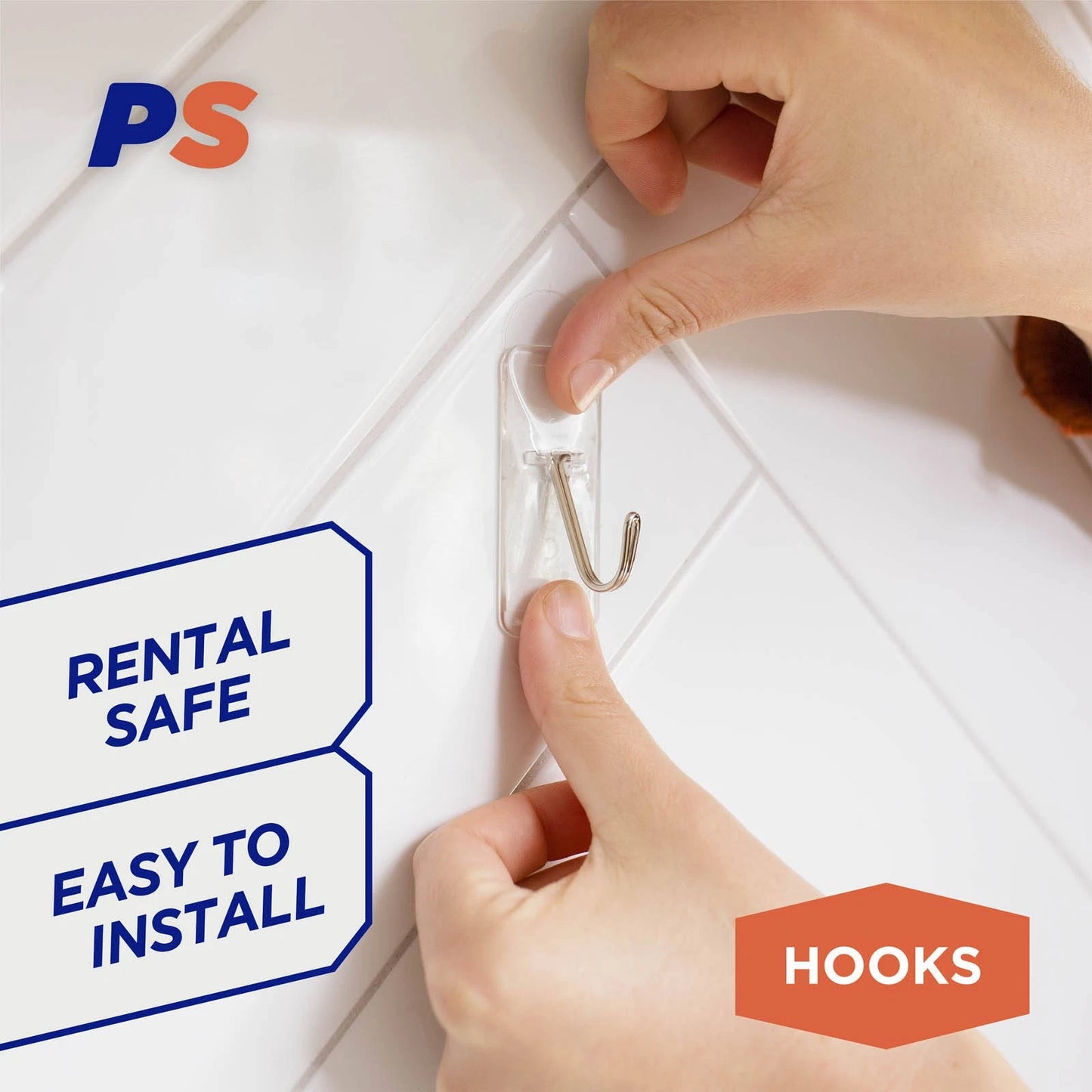 Permastik Medium Clear Kitchen Hooks 4 Pcs - Strong Hold, No Tools, Easy Removal