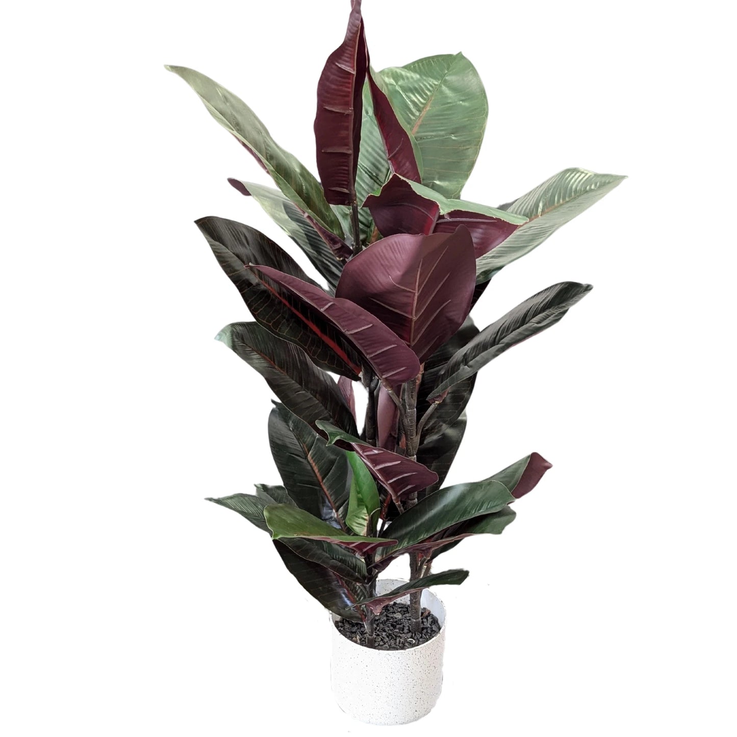 UN-REAL 67cm Artificial Burgundy Rubber Plant - Indoor, Low Maintenance, Realistic Foliage