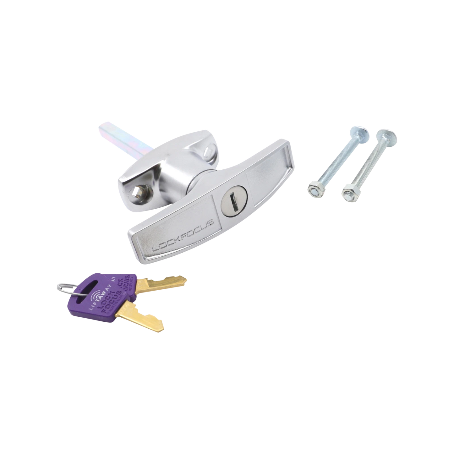 Liftaway Front Fix T-Handle Satin Silver Lockable Garage Door Handle with Keys