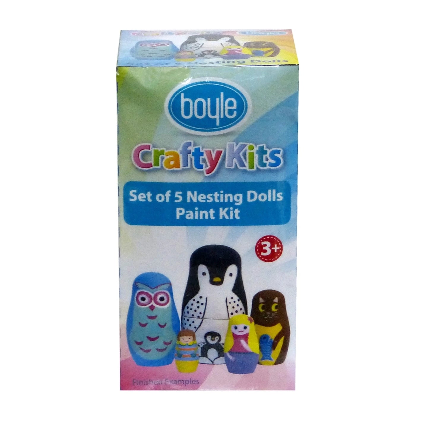 Boyle Nesting Dolls Craft Paint Kit - 5 Pack, Includes Paints & Brush, Durable Wood