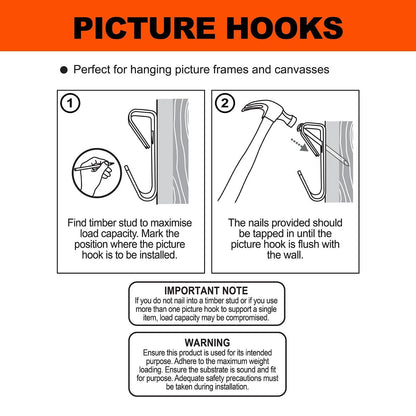 Everhang 30kg Brass Angle Drive Hooks 4 Pack - Strong Load Capacity, Easy Install