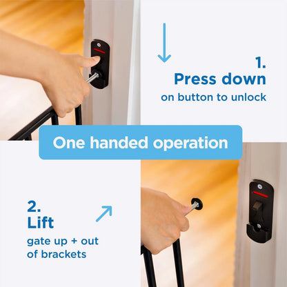 Perma Child Safety Extra Tall & Wide Swing Gate, Black, Adjustable 82-142cm, Steel, Secure Lock