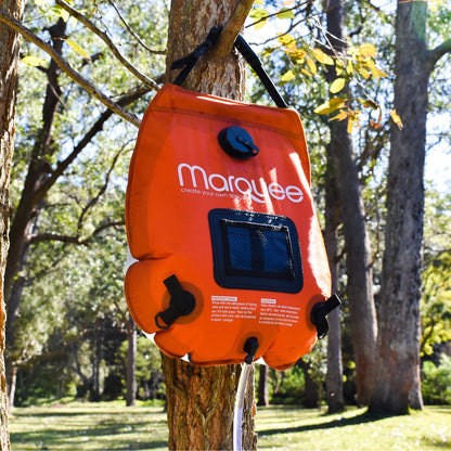 Marquee 20L Solar Shower, 45°C Temp Gauge, 2.4L/min Flow, Portable Outdoor Camping