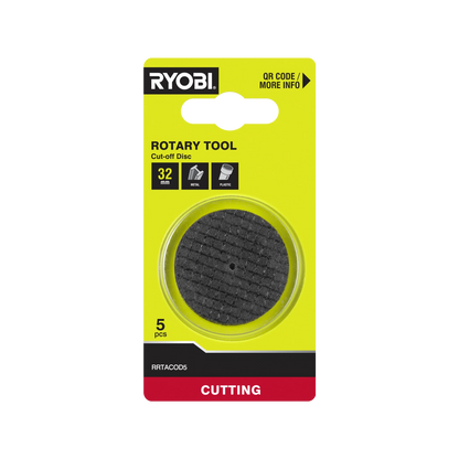 Ryobi 32mm Cutting Disc 5 Pack for Metal & Plastic, 35,000 RPM, Compact & Durable