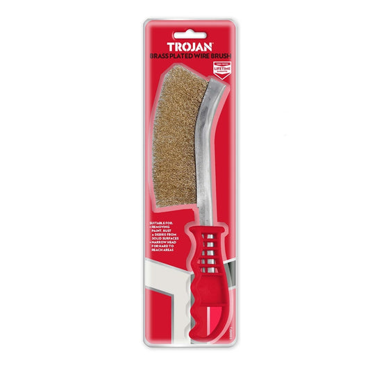 Trojan Brass Plated Wire Brush, Narrow Head, Comfortable Grip, 310mm Width