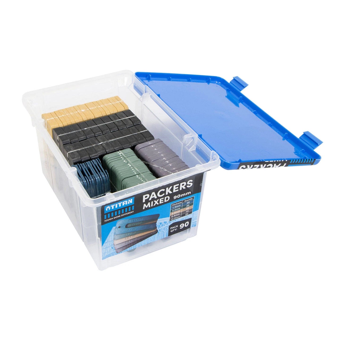 Titan 90mm 90 Piece Mixed Window Packers, UV Stable, High Compressive Strength, Color-Coded