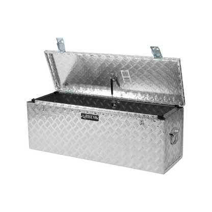 Rhino Aluminium Checkerplate Toolbox 1110x370x410mm, Durable, Weather-Resistant, Secure Locking