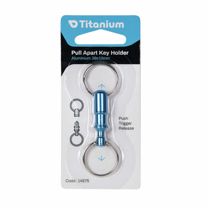 Titanium Aluminium Trigger Release Key Holder with Push Trigger & Steel Rings