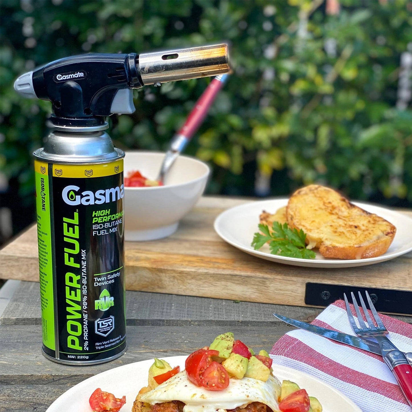 Gasmate Butane Fire Lighter Torch, Chrome/Black, Easy Ignition, Outdoor Cooking Tool