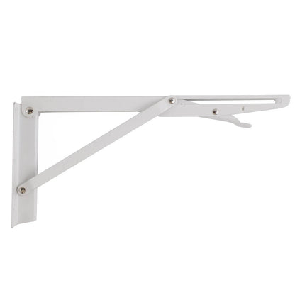 Carinya White Folding Spring Loaded Bracket 300x145mm, 50kg Load, Indoor/Outdoor Use
