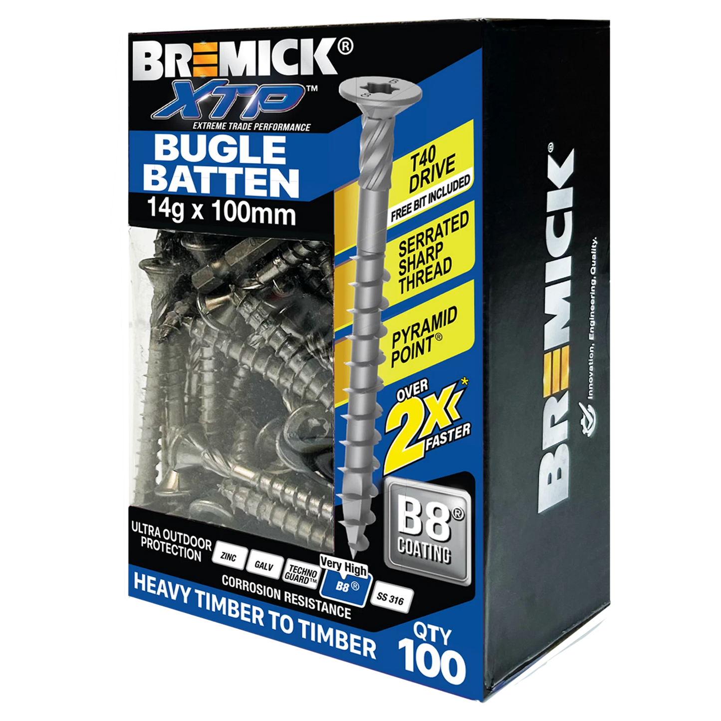 Bremick XTP Bugle Batten 14g x 100mm T40 B8 - Fast Install, Corrosion Resistant, 100 Pack