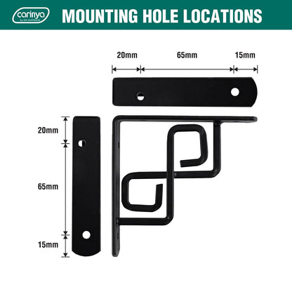 Carinya Black Square Scroll Stayed Bracket 100x100mm, Powder Coated Steel, Indoor/Outdoor Use