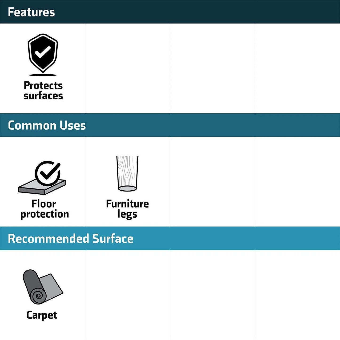 Surface Gard 13mm Black Plastic Chair Tips 4 Pack - Easy Glide, Floor Protection