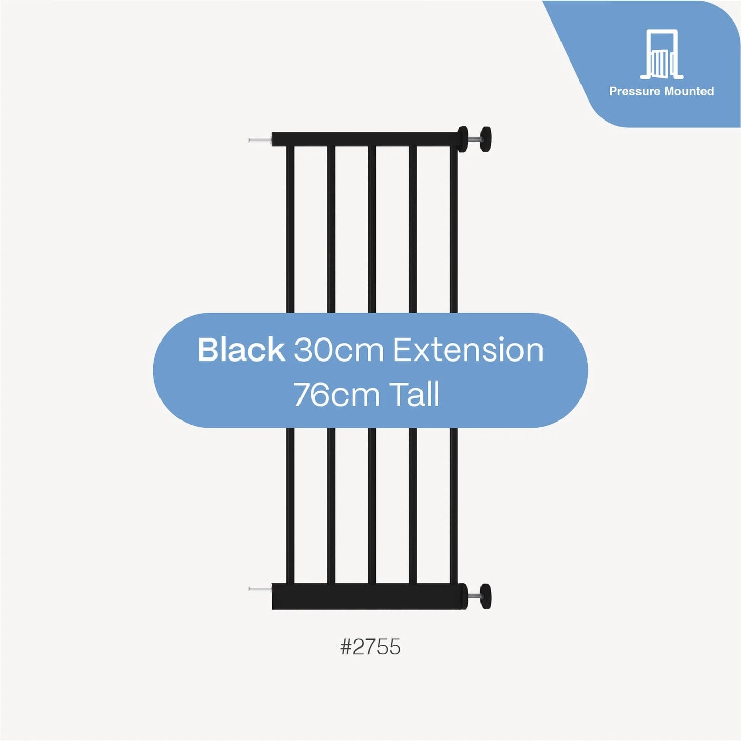 Perma Child Safety 30cm Black Baby Gate Extension, Universal Fit, Durable Steel