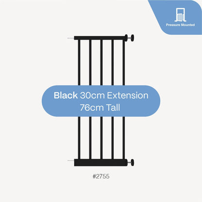 Perma Child Safety 30cm Black Baby Gate Extension, Universal Fit, Durable Steel