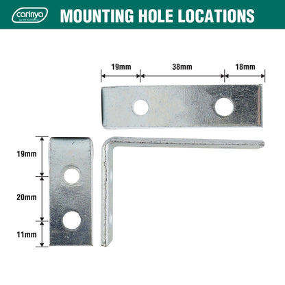 Carinya Heavy-Duty Zinc Plated Angle Bracket 75x50mm for Indoor & Outdoor Use