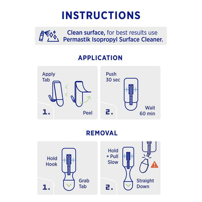 Permastik Small Clear Kitchen Hooks 30 Pack - No Drilling, Easy Removal, Supports 500g