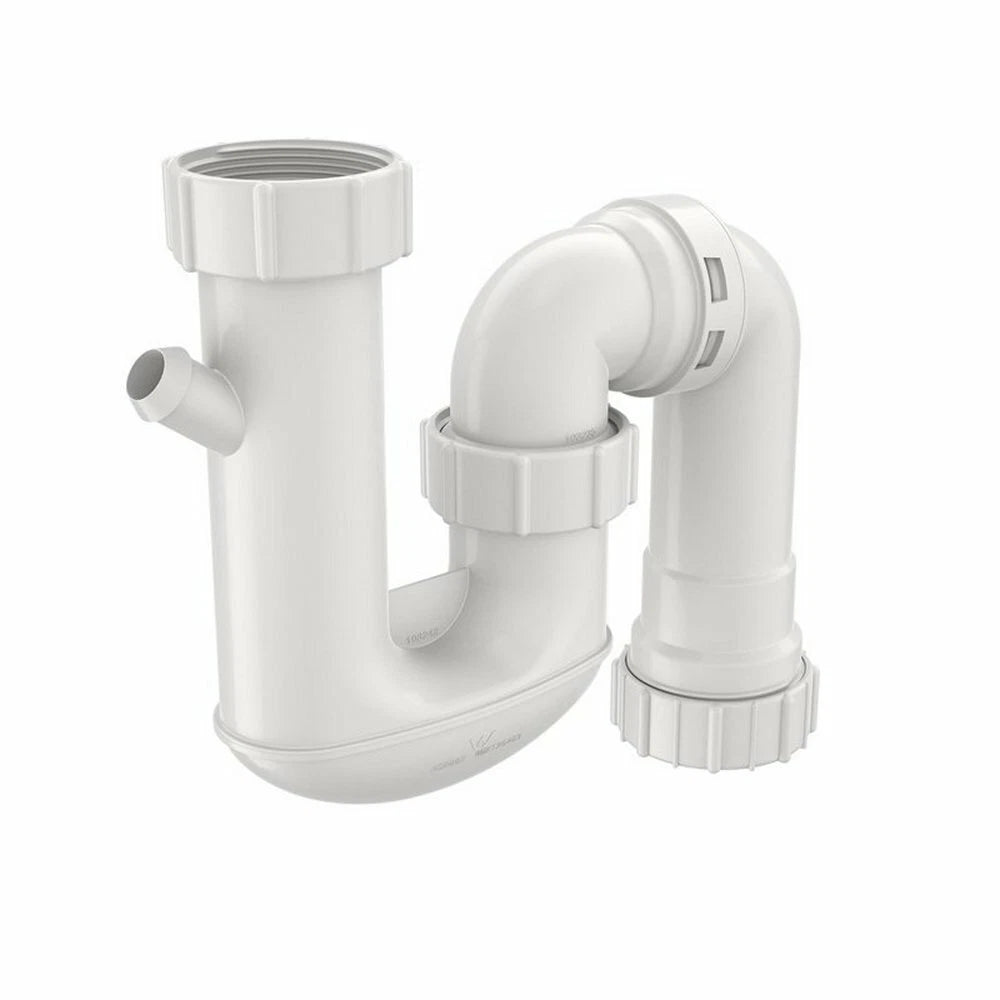 Caroma 50mm White S & P Traps with Dishwasher Connection, Lightweight Polypropylene