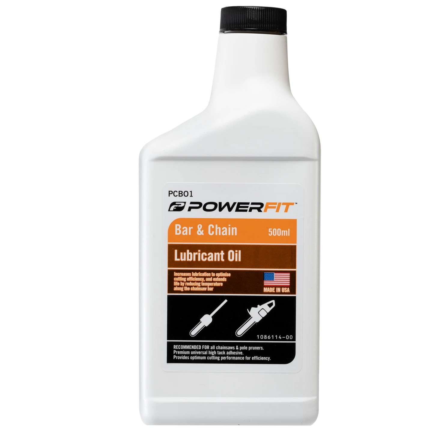 PowerFit 500ml Bar and Chain Oil, Universal Compatibility, Spill-Resistant Design