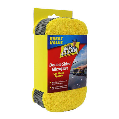 MR CLEAN Double Sided Microfibre Car Sponge, Non-Scratch, Machine Washable, Soft Surface