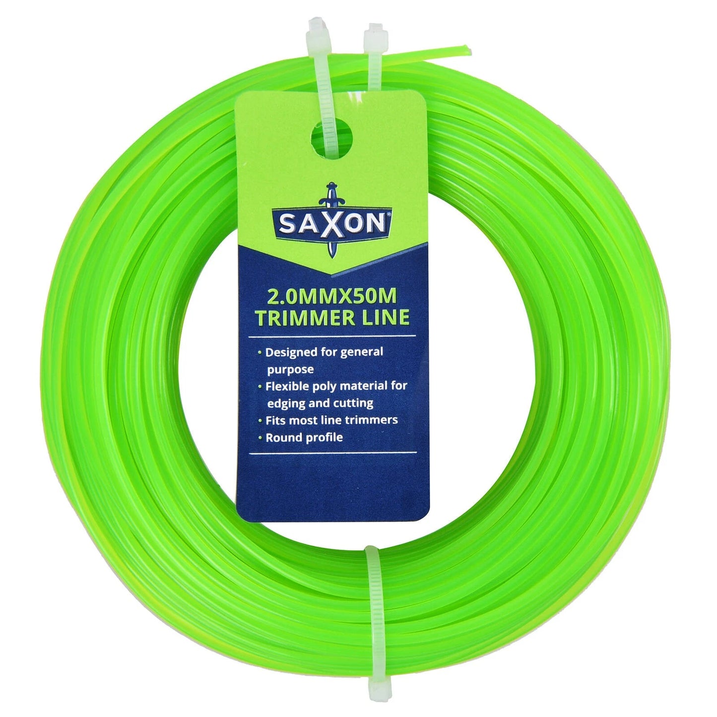 Saxon 2.0mm x 50m Universal Fit Trimmer Line - Durable Flexible Poly Material