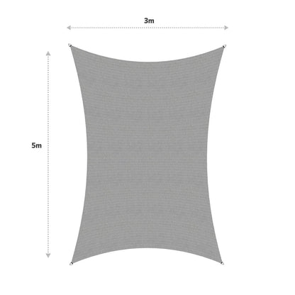 Coolaroo Rectangle Stone Shade Sail 5x3m - 95% UV Block, Cancer Council Endorsed