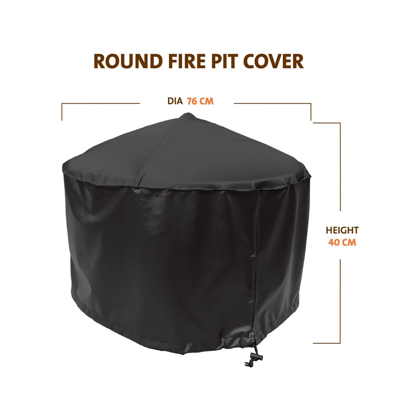 Jumbuck Round Fire Pit Cover 76cm - Water-Resistant, UV Protection, Drawstring Closure