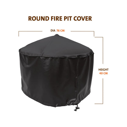 Jumbuck Round Fire Pit Cover 76cm - Water-Resistant, UV Protection, Drawstring Closure
