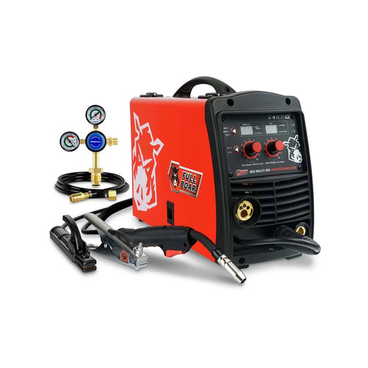 Full Boar Multi Inverter Welder 180A, MIG/Stick/TIG, IGBT Tech, Digital Display, Red