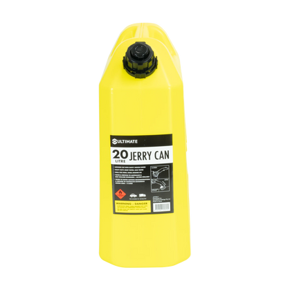 Ultimate 20L Yellow Plastic Fuel Can with Safety Nozzle & Self-Venting Spout