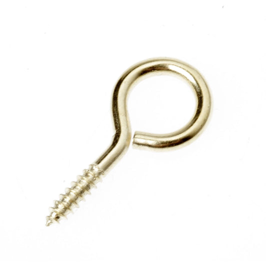 Everhang 8mm Brass Plated Screw Eye Hooks 25 Pack - Self-Tapping, Easy Install, 10kg Load