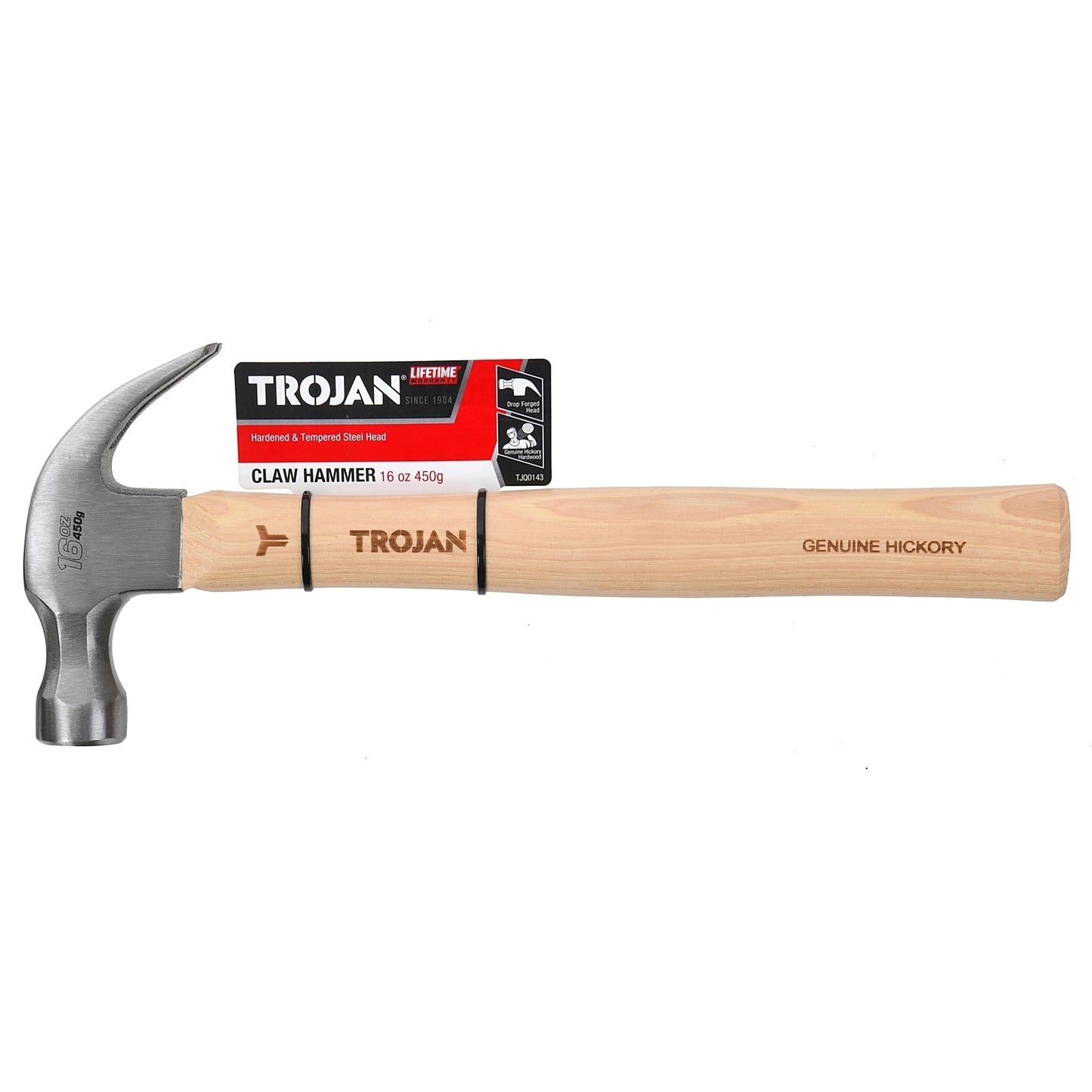Trojan 16oz Timber Claw Hammer - Induction Hardened, Lifetime Warranty, Portable
