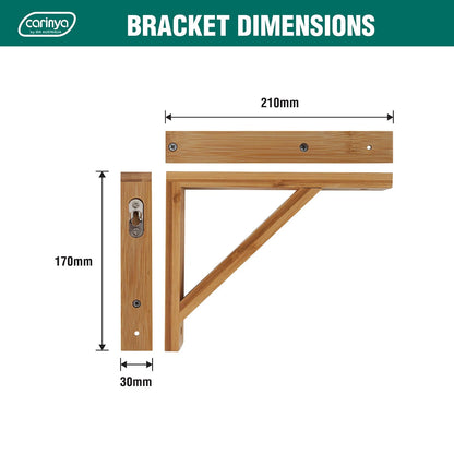 Carinya Bamboo Stayed Bracket 210x170mm, Varnished, 30kg Capacity, Indoor Wall Mount