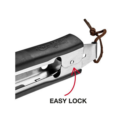 Char-Griller Long Locking BBQ Tongs, 43cm, Ergonomic Handle, Scalloped Teeth