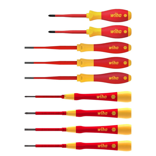 Wiha 9 Piece VDE Insulated Screwdriver Set, Ergonomic, Chrome-Vanadium, Exclusive to Bunnings