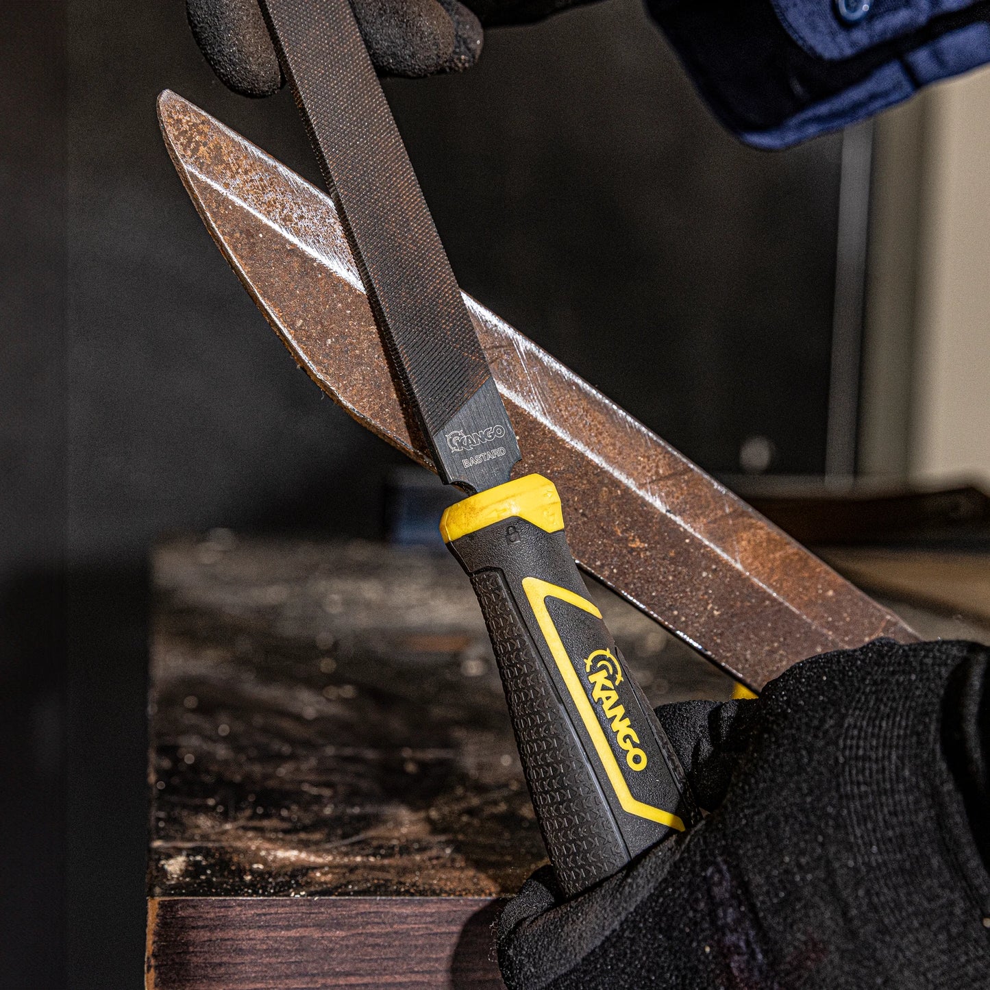 Kango 100mm Warding Bastard File, Tempered Carbon Steel, Ergonomic Grip, Black Oxide Coating