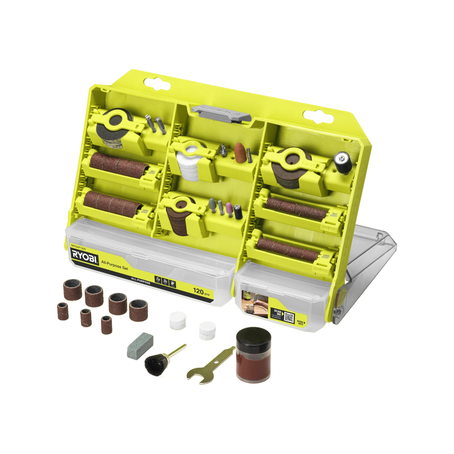 Ryobi 120-Piece Rotary Tool Set for Polishing, Sanding, Grinding & Cutting