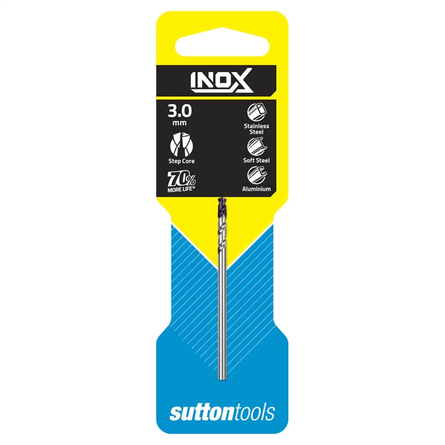 Sutton Tools 3.0mm INOX Stainless Steel Jobber Drill Bit, M2 HSS, Futura Nano Coated
