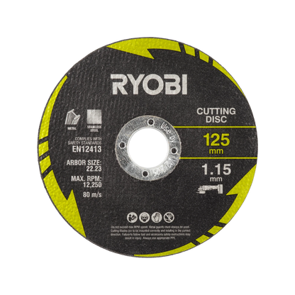 Ryobi 4 Piece 125mm Metal Cutting & Grinding Set for Angle Grinders