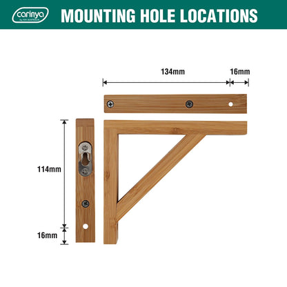 Carinya Bamboo Stayed Bracket 150x130mm, Varnished, 40kg Load, DIY Customizable