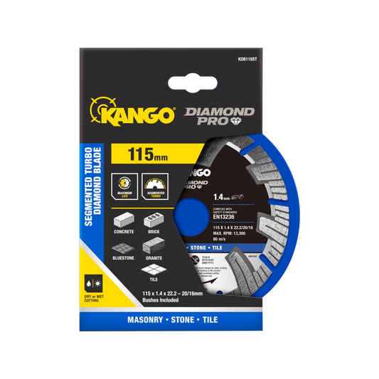 Kango 115mm Segmented Turbo Diamond Saw Blade for Concrete, Brick, Stone Cutting