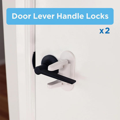 Perma Child Safety Door Lever Lock 2 Pack, No Tools Needed, Easy One-Hand Operation, White