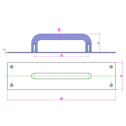 Lemaar Stainless Steel DDA D Pull on Plate 300x75mm, Satin Finish, DDA Compliant