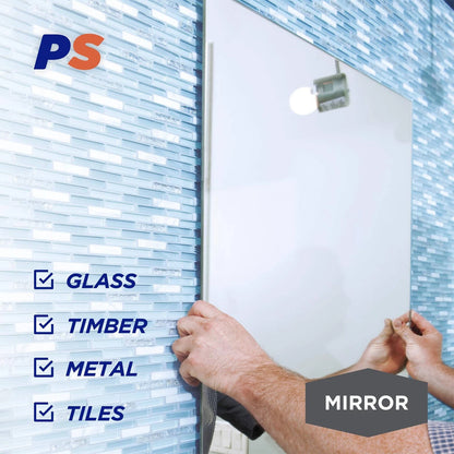 Permastik Mirror Mounting Strips 80mm x 24mm, Strong Hold, No Drilling, 9 Pack