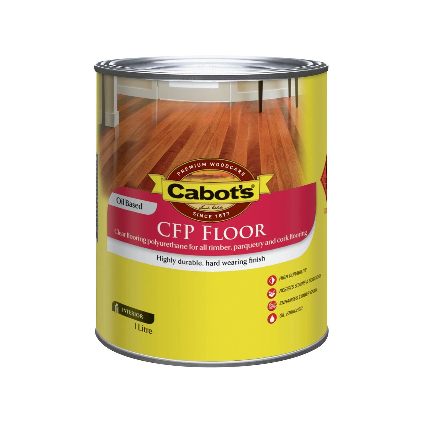 Cabot's 1L Cabothane Clear Gloss Floor Polyurethane - Durable, Stain & Scratch Resistant
