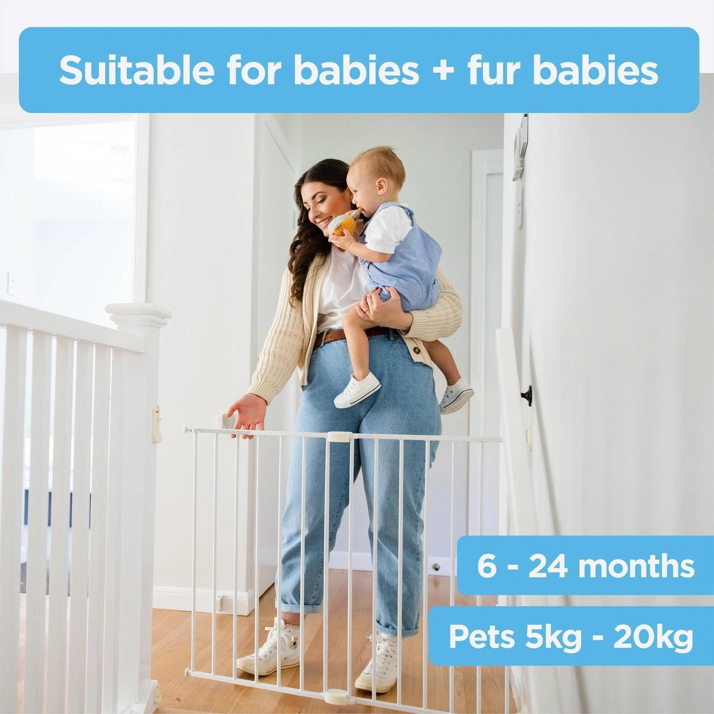 Perma Child Safety Superior Swing Gate, Adjustable 62-102cm, Hardware-Mounted, No Trip Hazard